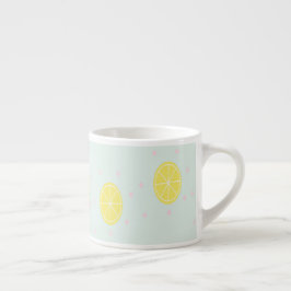 Taza De Espresso Cortes de limón amarillo en azul