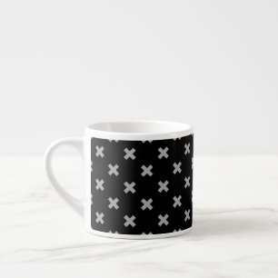 Taza De Espresso Costillas de cruz gris sobre negro