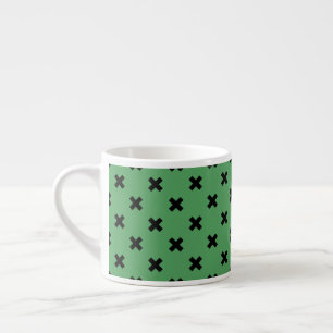 Taza De Espresso Costillas de cruz negra en verde