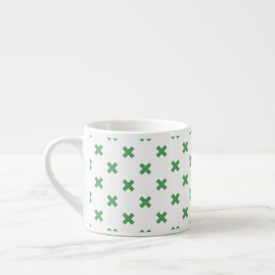 Taza De Espresso Costillas de cruz verde sobre blanco