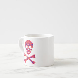 Taza De Espresso Cráneo con motivos florales