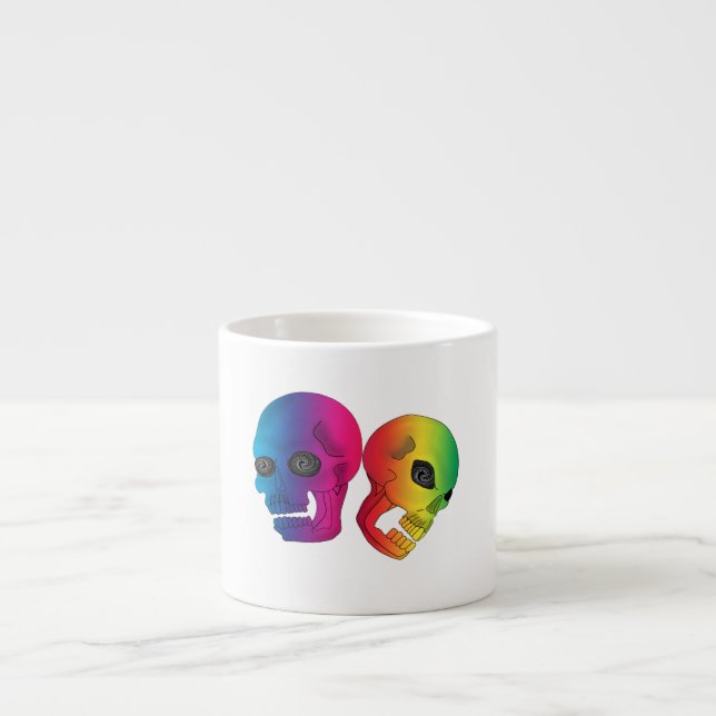 Taza De Espresso Cráneos del arco iris (Frente)