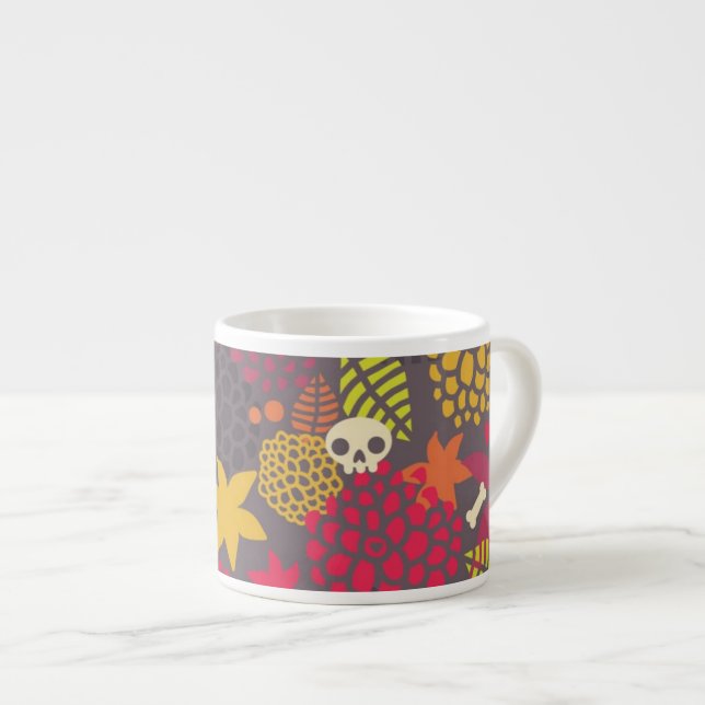 Taza De Espresso Cráneos y flores (Derecha)