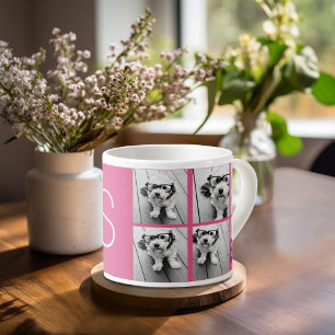 Taza De Espresso Crea Tu Propio Collage de Fotos Monograma Personal