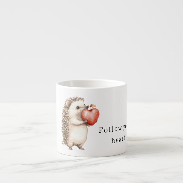 Taza De Espresso Cream Hedgehog Apple Heart (Frente)