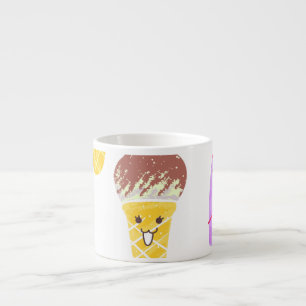 Taza De Espresso Cremas de hielo de Kawaii, lindo patrón sin costur