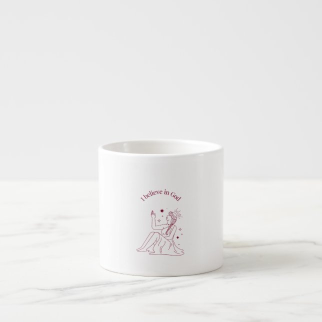 Taza De Espresso Creo en Dios - Fe y espiritualidad Arte (Frente)
