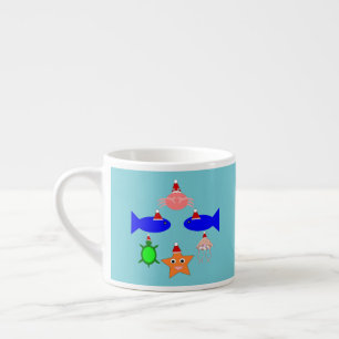 Taza De Espresso Criaturas marinas de los navidades