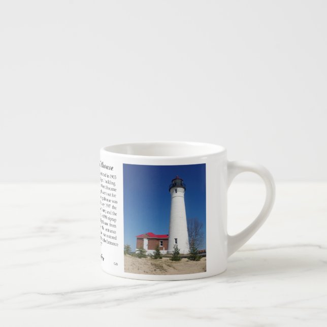 Taza De Espresso Crisp Point Lighthouse historia mug (Derecha)