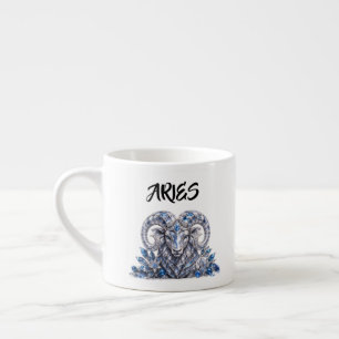 Taza De Espresso Cristal de Zodíaco Aries de Lujo