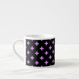 Taza De Espresso Cruces de Lilac Polka sobre negro