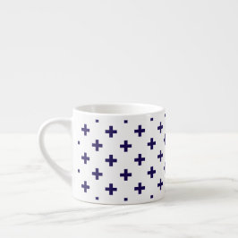 Taza De Espresso Cruces de polka azul marino sobre blanco
