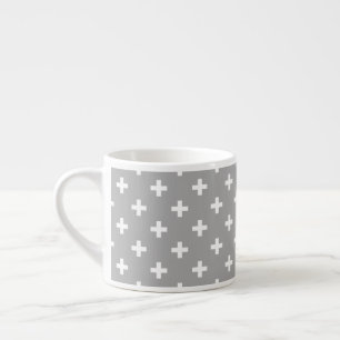 Taza De Espresso Cruces de polka blanca en gris