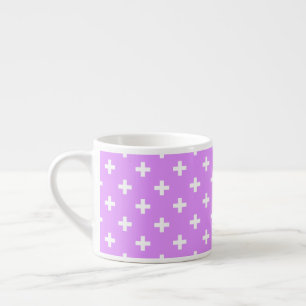 Taza De Espresso Cruces de polka blanca sobre lila