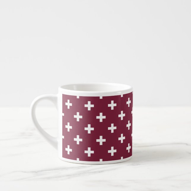 Taza De Espresso Cruces de polka blanca sobre morera (Izquierda)