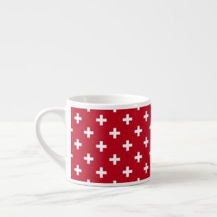 Taza De Espresso Cruces de polka blanca sobre rojo