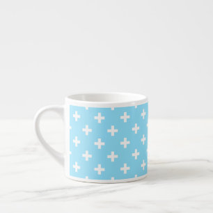 Taza De Espresso Cruces de polka blanco sobre azul bebé