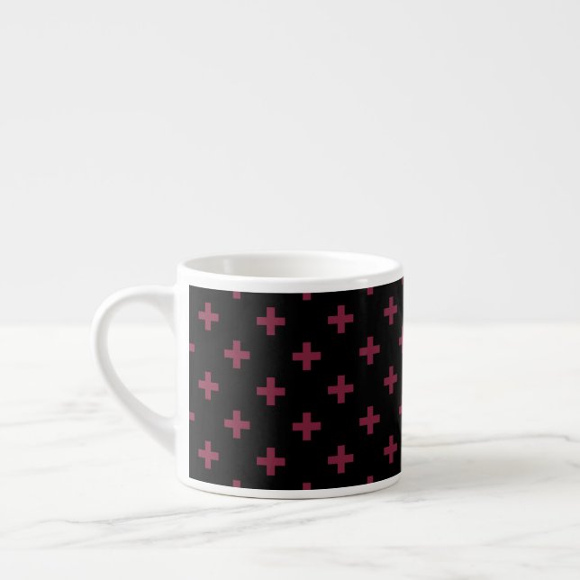 Taza De Espresso Cruces de polka de moras sobre negro (Izquierda)
