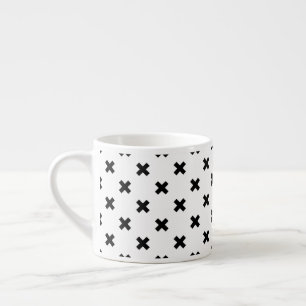 Taza De Espresso Cruces de polka negra sobre blanco