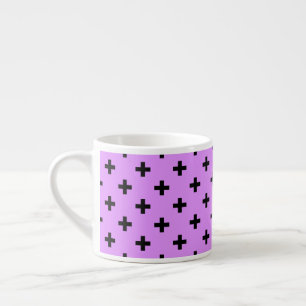 Taza De Espresso Cruces de polka negra sobre lila