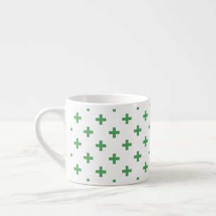 Taza De Espresso Cruces de polka verde sobre blanco