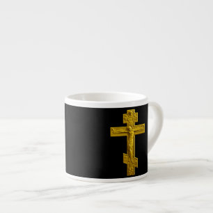 Taza De Espresso Cruz ortodoxa rusa dorada