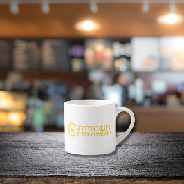 Taza De Espresso Crypto Life Coffee Company Original Gold Logo