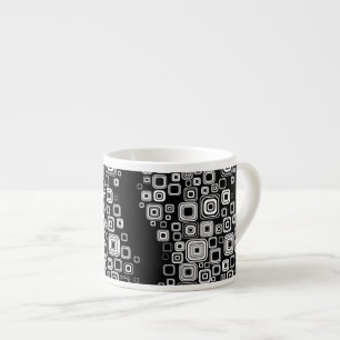 Taza De Espresso Cuadrados blancos y negros retros