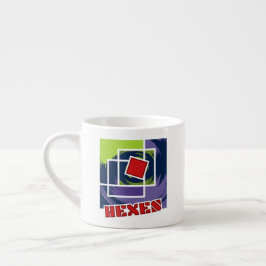 Taza De Espresso Cuadrados de rebeldes verdes y púrpura con hexácul