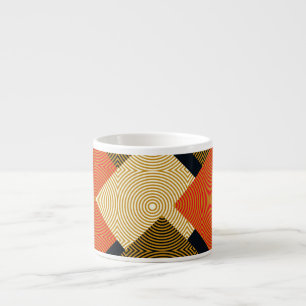 Taza De Espresso Cuadrados Geométricos Retro: Patrón Vintage.