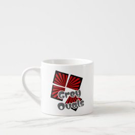 Taza De Espresso Cuadrados rojos con vigas y óvalos grises Texto