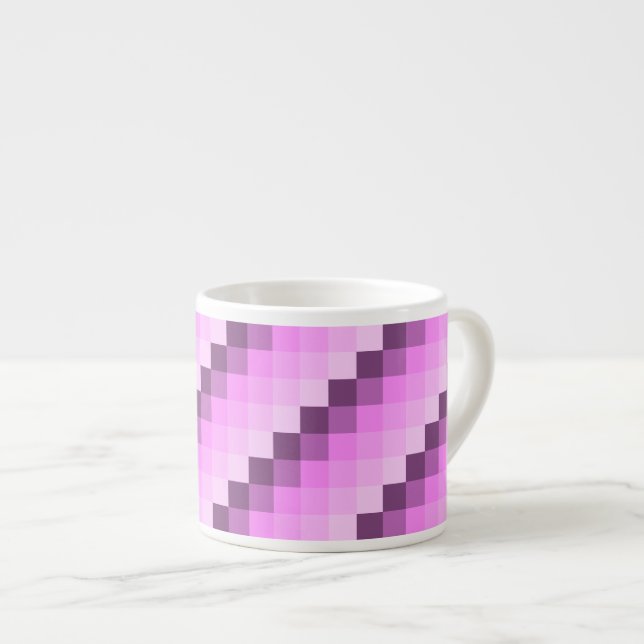 Taza De Espresso Cuadrados rosa y púrpura (Derecha)