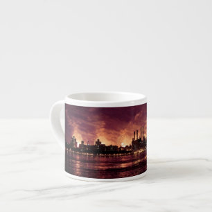 Taza De Espresso Cuarto de los fuegos artificiales de julio detrás