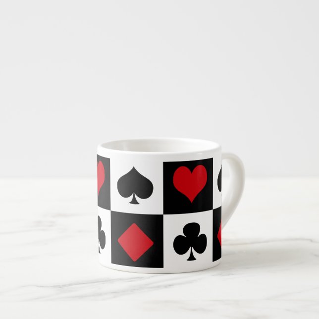 Taza De Espresso Cuatro trajes de cartas (Derecha)