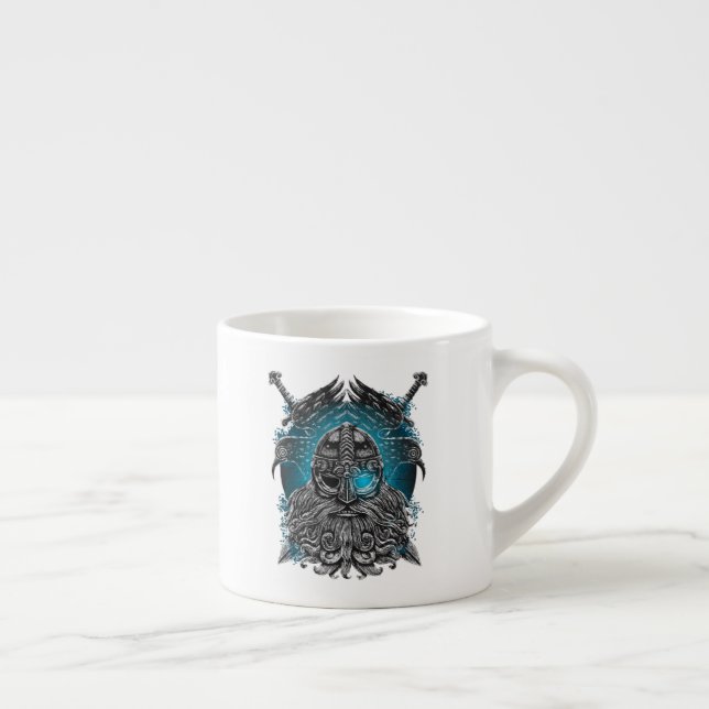 Taza De Espresso Cuervos de Odín Mitología vikinga Valhalla espera (Derecha)