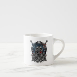 Taza De Espresso Cuervos y espadas de Odín Mitología Vikinga bander