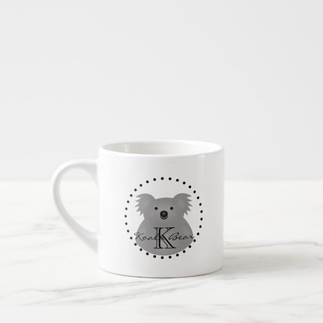 Taza De Espresso Cuidadosamente Australia Bebé Koala Bear Monograma (Izquierda)