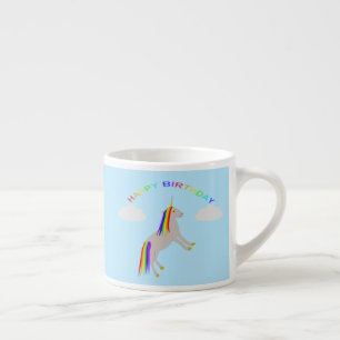 Taza De Espresso Cumpleaños de la fantasía Unicornio Arcoiris y nub