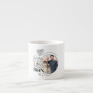 Taza De Espresso Cumpleaños del Hijo moderno, tipografía de cumplea