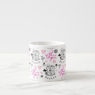 Taza De Espresso Cumpleaños Hija Caligrafía Nombre Personalizado Mo