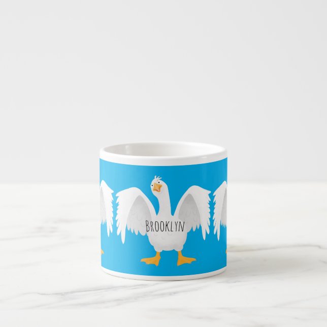 Taza De Espresso Curioso ilustracion de personalizado ganso domésti (Frente)