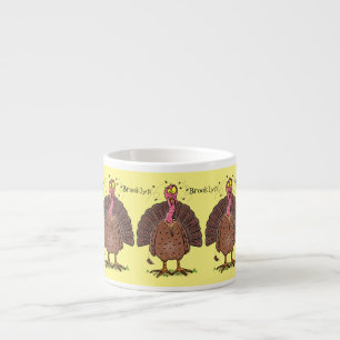 Taza De Espresso Curioso pavo de corral marrón con personalizado de