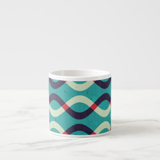 Taza De Espresso Curvas retro: efecto de patrón de niebla. (Frente)