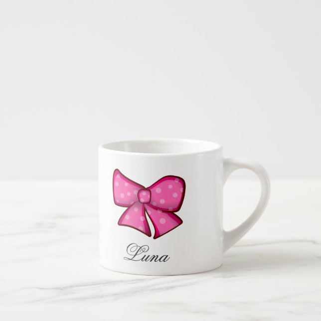 Taza De Espresso Custom Cute Pink Bow Coquette Girl Kids (Derecha)