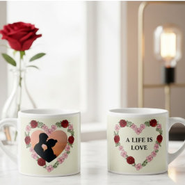 Taza De Espresso Custom Photo & Text Espresso Cup - Rose Heart