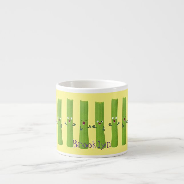 Taza De Espresso Cute apio palitos trio verduras personalizados (Frente)
