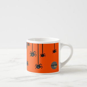TAZA DE ESPRESSO CUTE BLACK SPIDERS HALLOWEEN NARANJA DE LOGO DE NE