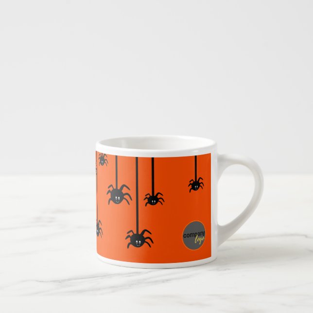 TAZA DE ESPRESSO CUTE BLACK SPIDERS HALLOWEEN NARANJA DE LOGO DE NE (Derecha)