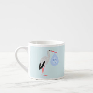 Taza De Espresso Cute Blue Baby Boy Stork