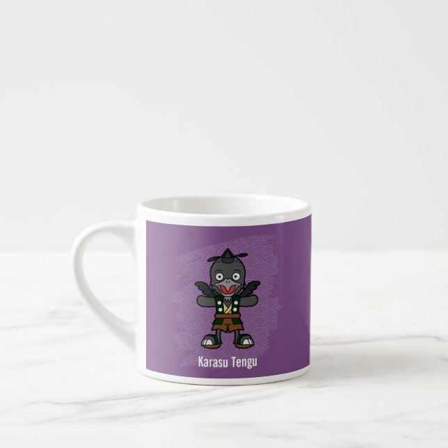 Taza De Espresso Cute Crow Tengu Yokai- Folklore japonés (Izquierda)